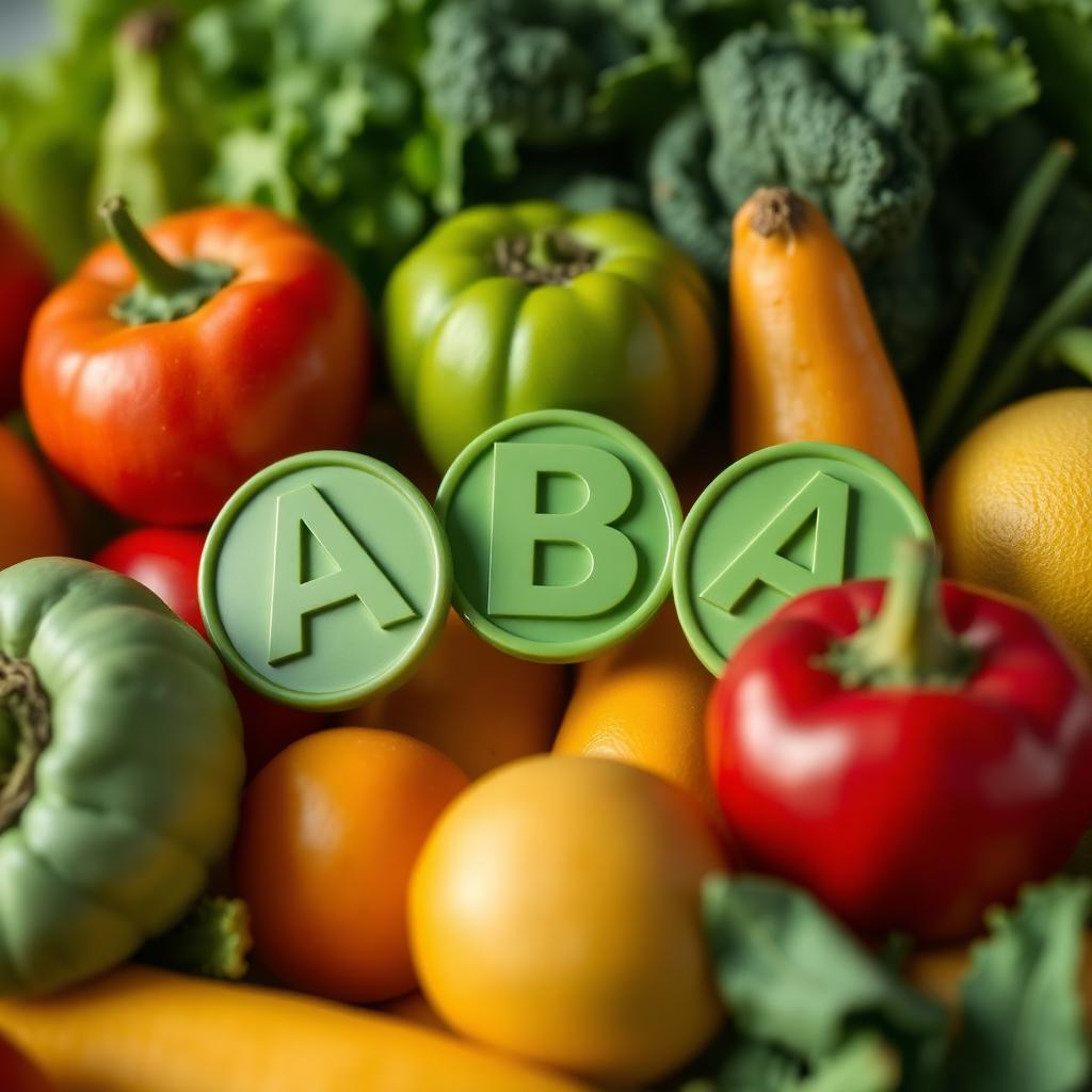 Fresh produce with letter grade badges